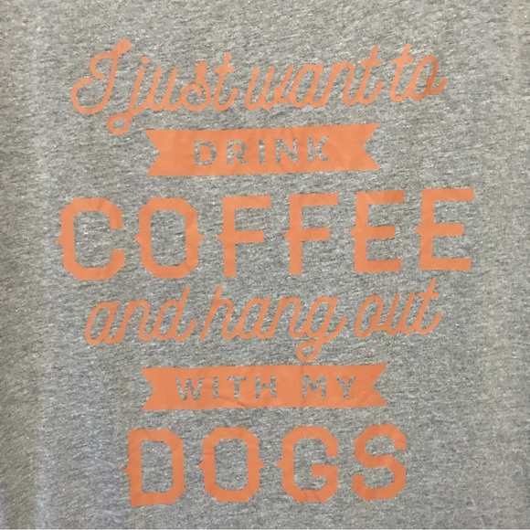 Next level scoop neck long sleeve gray tee shirt Spell out coffee dogs XL - Picture 3 of 9